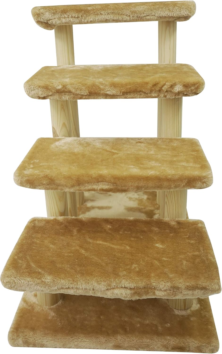 Wooden pet Stairs 4-Step pet Ladder cat Dog Easy Stairs with Detachable Carpet for high Bed and Couch (Brown)
