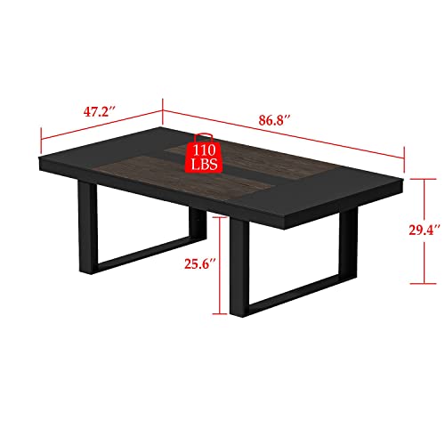 FAMAPY 7.2FT Conference Table Podcast Table, Black Metal Frame, Rectangular Office Table Meeting Table Podcast Table