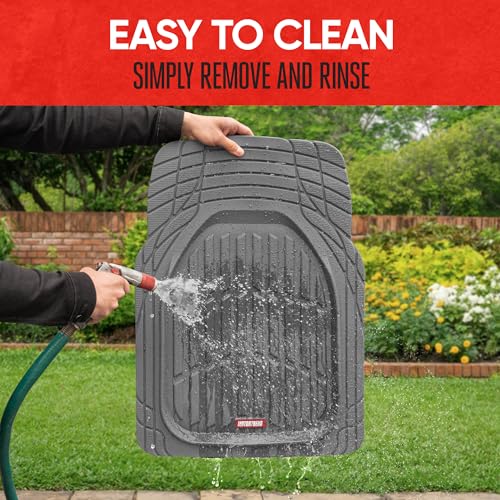 Motor Trend FlexTough Floor Mats for Cars, Deep Dish All-Weather Mats, Waterproof Trim-To Fit Automotive Floor Mats for Cars Trucks SUV