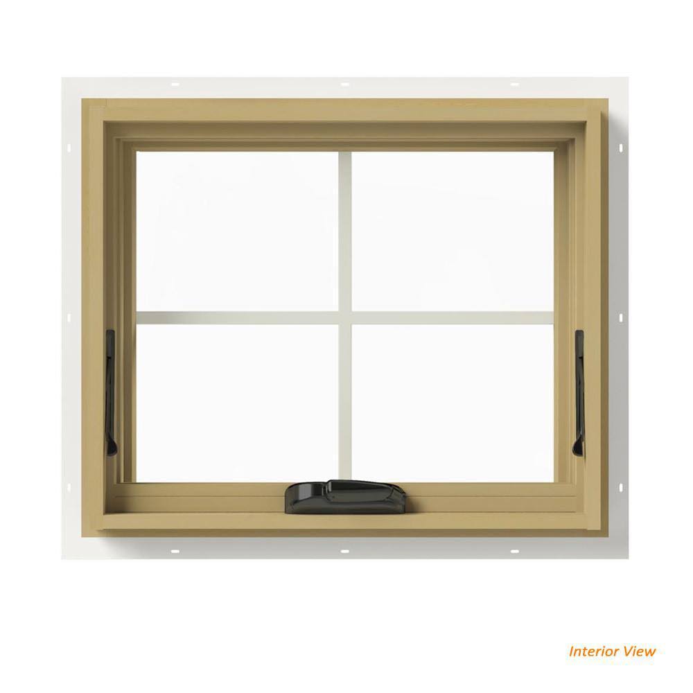 JELD-WEN 24 in. x 20 in. W-2500 Series White Painted Clad Wood Awning Window w/ Natural Interior and Screen