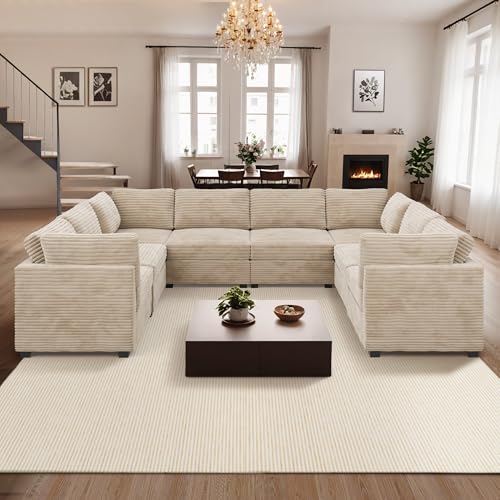 ovios 130.7" Modular Sectional Sofa Couch, U-Shaped Cloud Couches with 2 Ottomans Chaise