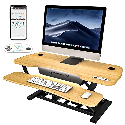 VERSADESK Elite Standing Desk Converter, PowerPro Elite Electric Height Adjustable Desk Riser with Programmable App Control, Hold 80 lbs