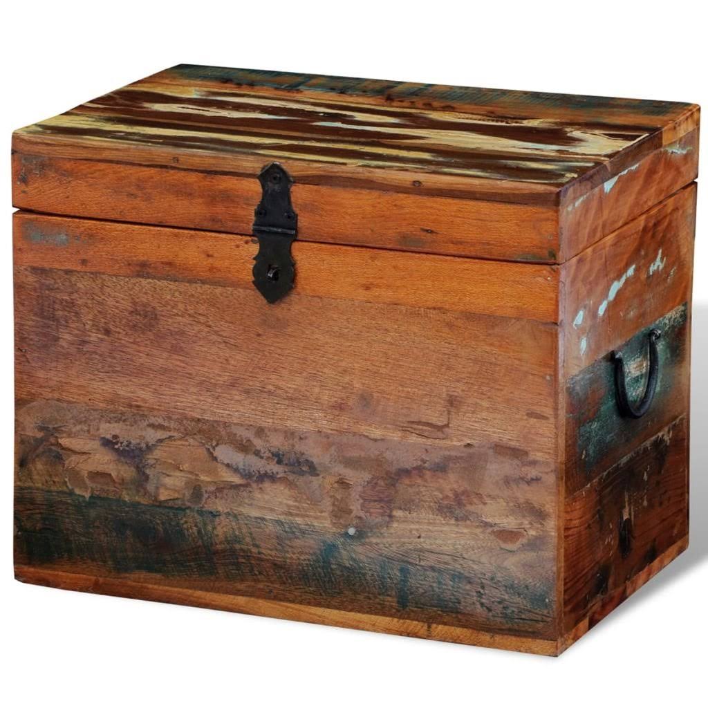Festnight Reclaimed Solid Wood Storage Box Wooden Trunk Chest Case Cabinet Container with Handles for Bedroom Closet Home Organi