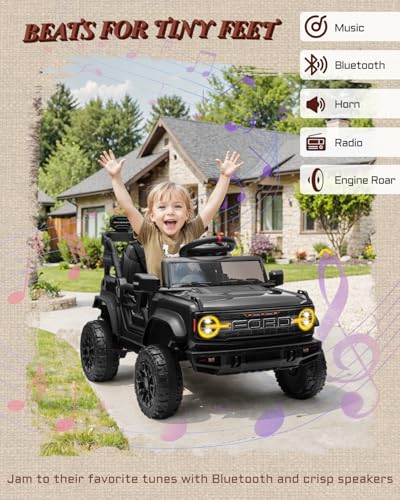 24V Ride on Toys for Big Kids, Licensed Ford Bronco Raptor 2 Seater Ride on Cars with Remote Control, Ride on Truck w/ 4-Wheeler Suspension, 3 Speeds