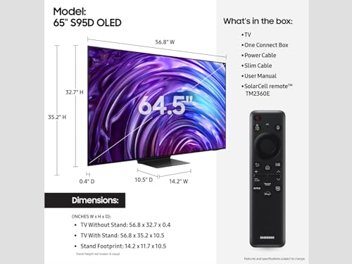 SAMSUNG 77-Inch Class OLED 4K S95D Series HDR Pro Smart TV w/Dolby Atmos, Object Tracking Sound+, Motion Xcelerator, Real Depth Enhancer