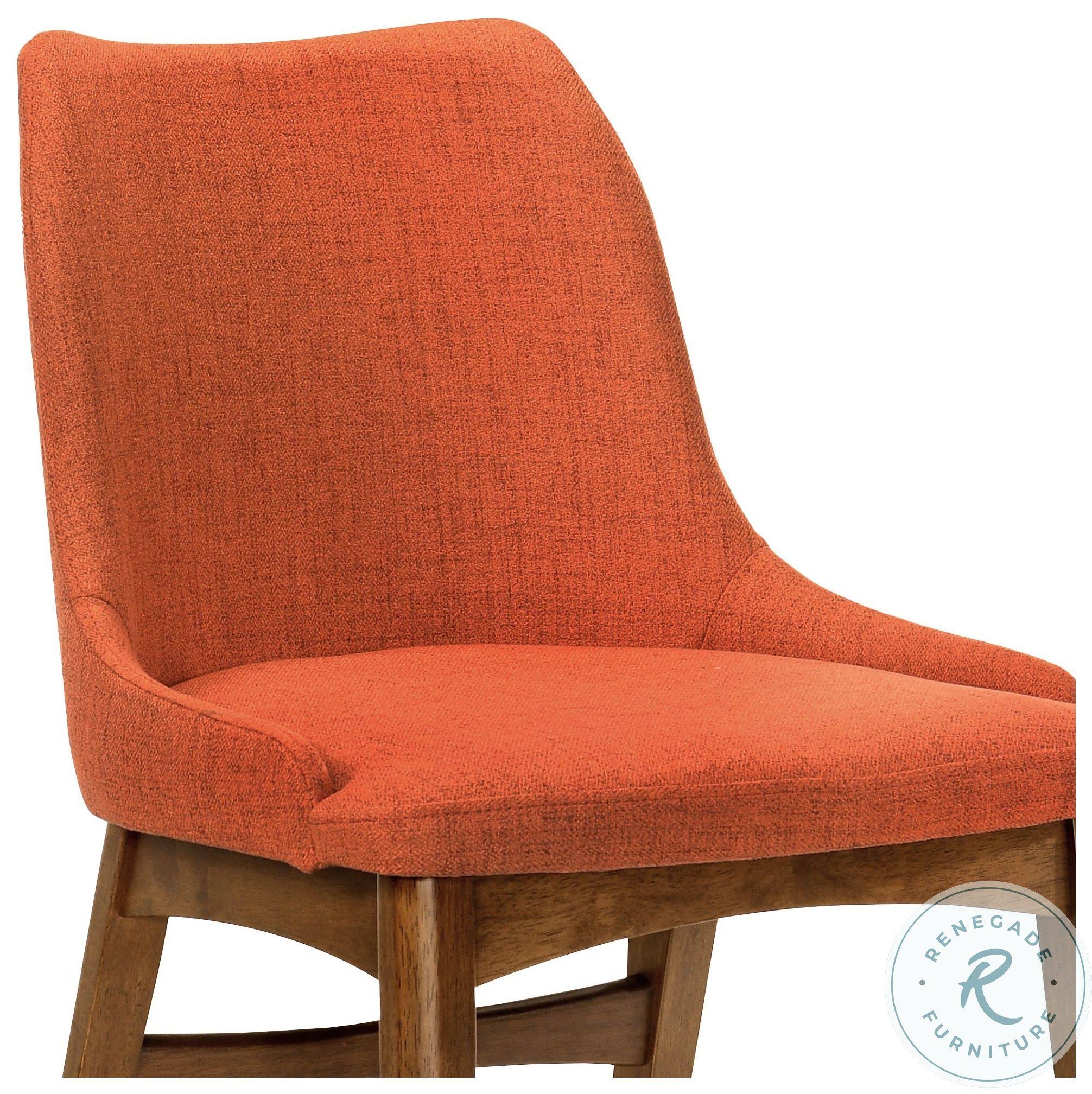 Azalea Orange Fabric and Walnut Wood Dining Side Chairs - Set of 2 - Armen Living LCAZSIWAOR