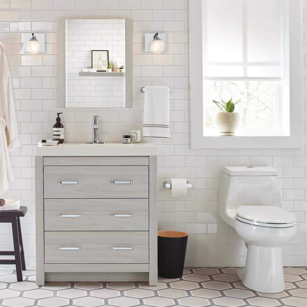 Glacier Bay 1-piece 1.1 GPF/1.6 GPF High Efficiency Dual Flush Elongated Toilet in White Slow-Close