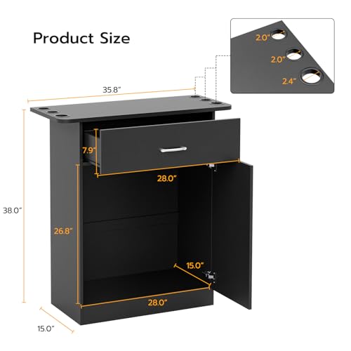 Wall Mount Salon Storage Station Barber Cabinet with Drawer and 2 doors, Hair Stylist Station with 6 Hair Dryer Holders