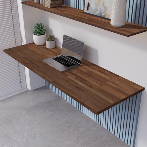 72 x 30 in. Solid Wood Table Top, Dark Walnut Stained Acacia Desktop for Standing Desk/Office Tabletop/Countertop, 1in. Thick