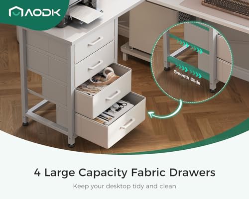 AODK L Shaped Gaming Desk with 4 Drawers, 61" Reversible Home Office Desks with Power Outlets