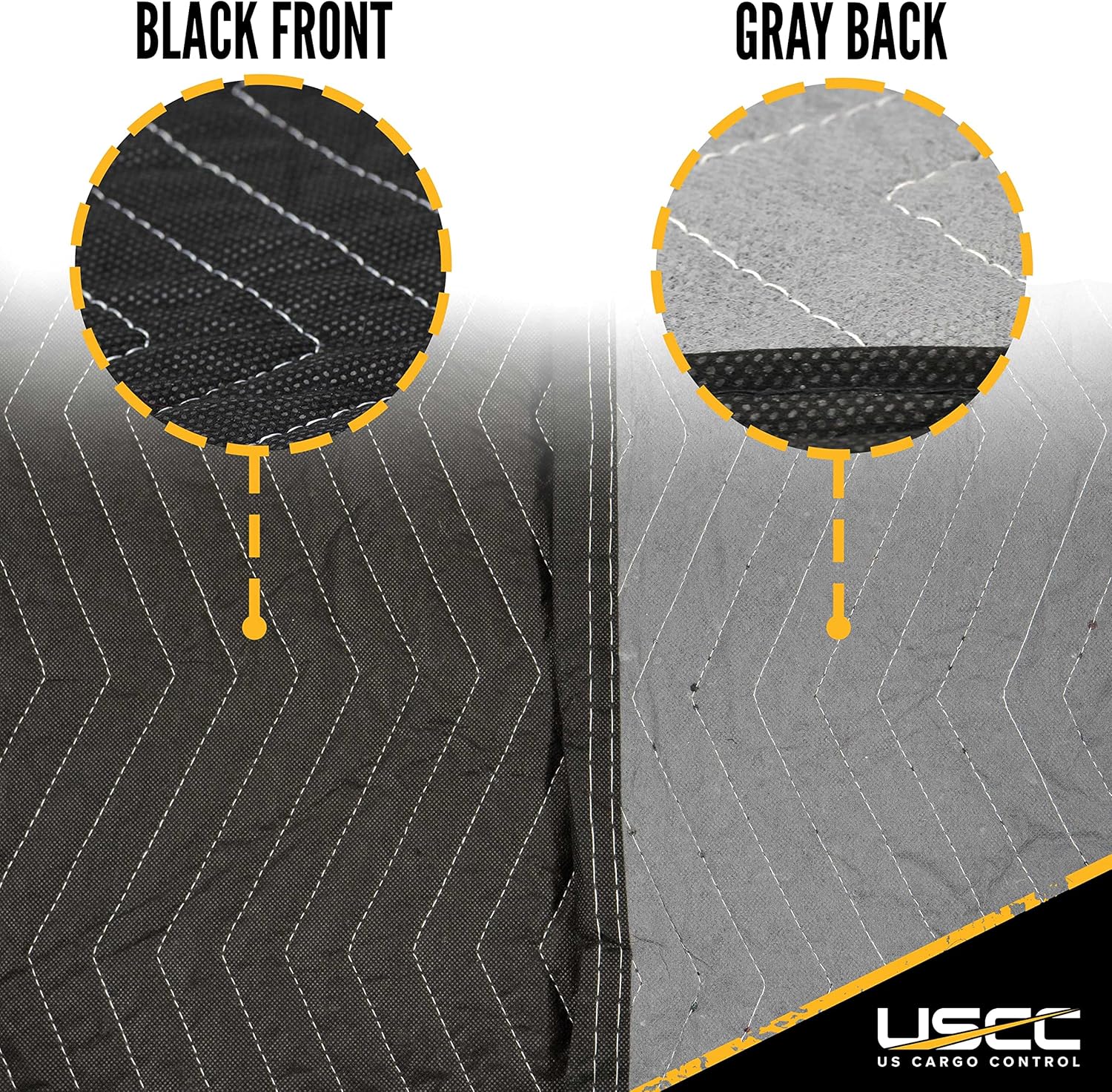 US Cargo Control Econo Deluxe Moving Blankets - 80 Inches Long By 72 Inches Wide - Black/Gray Polyester Material