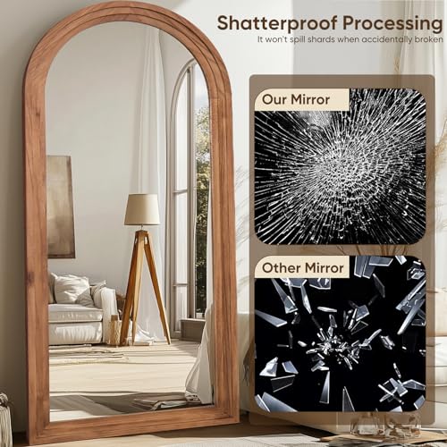 Full Length Mirror, 71"×32" Wooden Mirror Full Length with Stand Wood Floor Mirror, Oversized Stand Up Mirrors Large Wall Mirrors