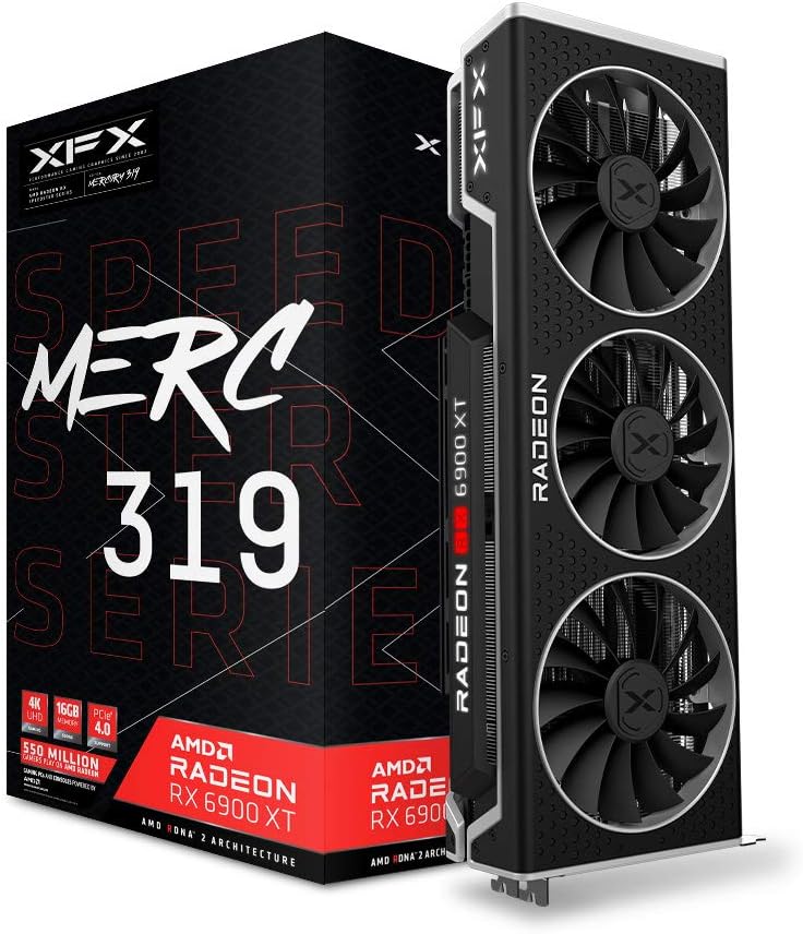 XFX Speedster MERC319 AMD Radeon RX 6900 XT Black Gaming Graphics Card with 16GB GDDR6, HDMI 2,1, 2xDP, USB-C, AMD RDNA 2 RX-69XTACBD9