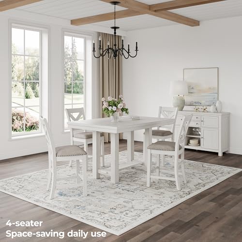 Signature Design by Ashley Robbinsdale Casual Removable Center Leaf Dining Extension Table with Trestle Base, White