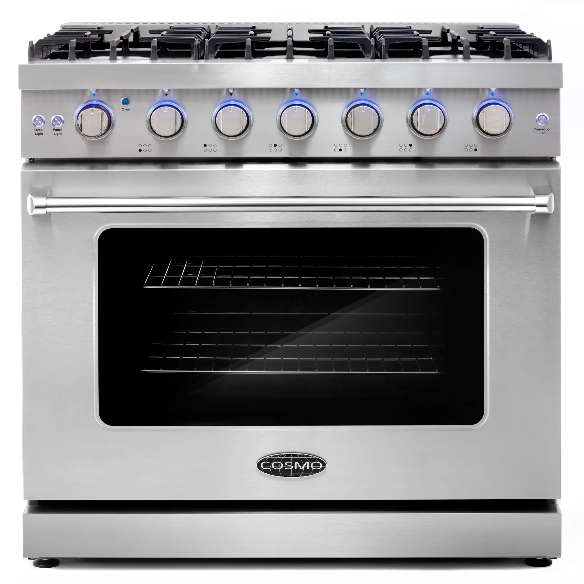 Cosmo 3 Piece Kitchen Appliance Packages with 36" Freestanding Gas Range Kitchen Stove 36" Wall Mount Range Hood & 24" Built-in Fully Integrated