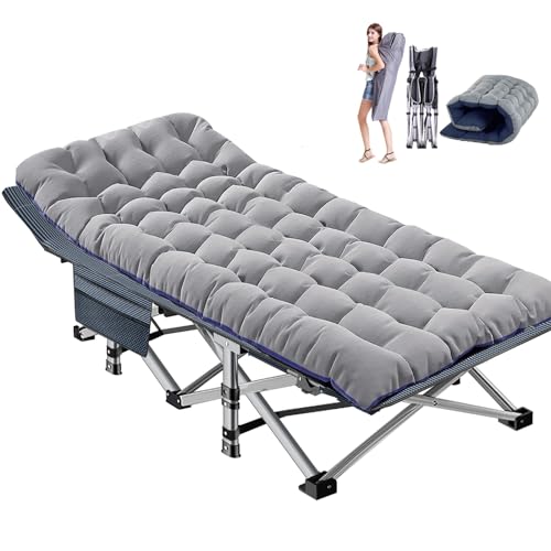 DoCred Folding Camping Cot with Mattress, 2 Pack Heavy Duty Folding Cot for Adults, Portable Sleeping Cot Bed Adults Outdoor Bed with Carry Bag