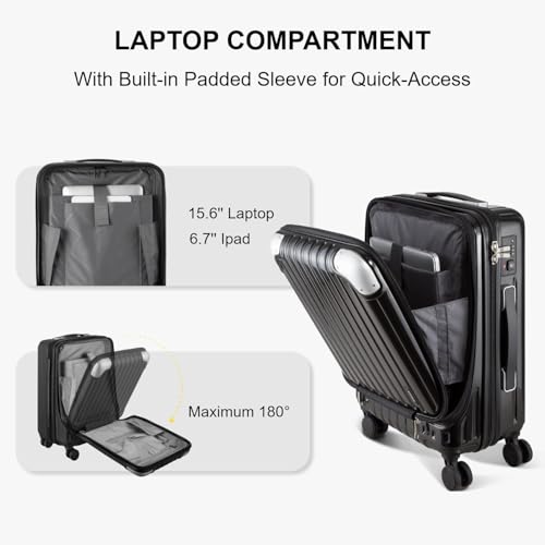 LEVEL8 Grace Carry on Luggage Airline Approved, 20 Inch Expandable Hardside Suitcases with wheels, Abs+Pc Harshell Spinner Luggages with Tsa Lock, Red