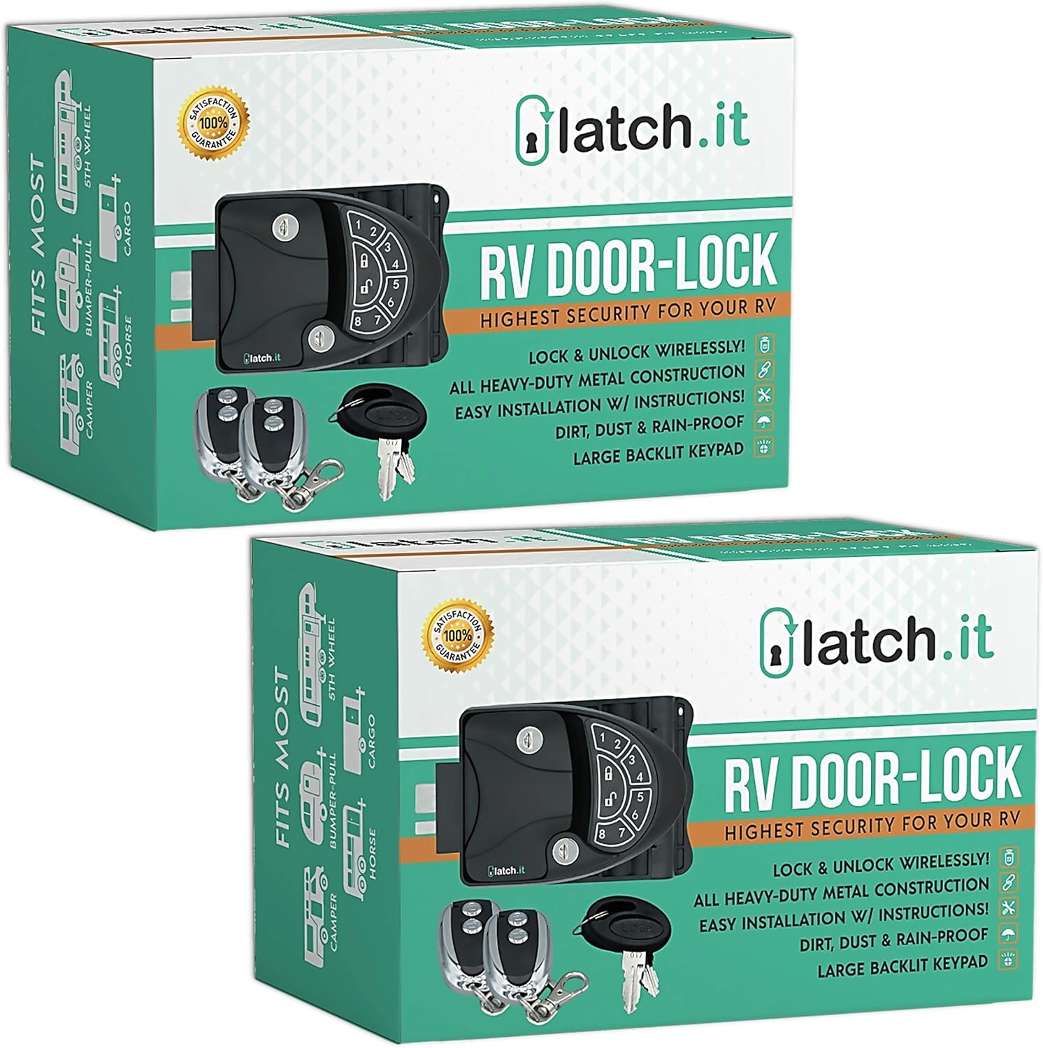 Rv Keyless Entry Door Lock | 2021 RV Lock Keyless Entry | 100% Metal Rv Door Lock w/ 2 Fobs and Backlit Keypad | Protective Gasket