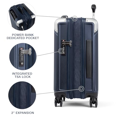 Travelpro Platinum Elite Hardside Expandable Carry on Luggage, 8 Wheel Spinner, TSA Lock, Hard Shell Polycarbonate Suitcase, Metallic Sand