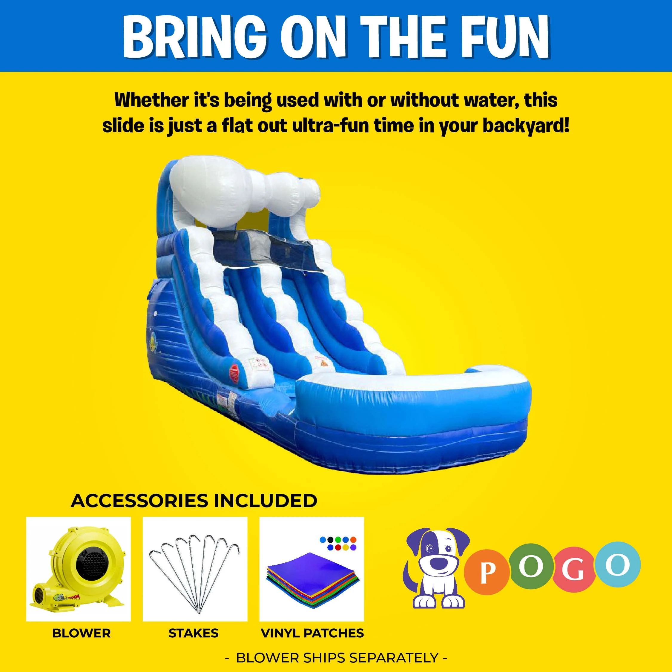 Pogo Bounce House Crossover Kids Inflatable Water Slide, Pink Unicorn with Blower, 12 ft
