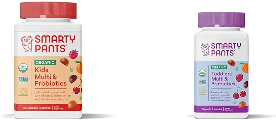 SmartyPants Organic Kids Multivitamin Gummies: Probiotics & Organic Toddler Multivitamin Gummies: Probiotics - Kansas Nuitrition - HNZSDS
