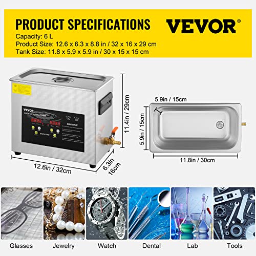 VEVOR 6L Upgraded Ultrasonic Cleaner (400W Heater