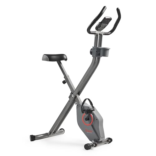 Sunny Health & Fitness Foldable Magnetic Exercise X-Bike Pro, Digital Monitor, Pulse Sensor, Low-Impact, Magnetic Resistance, Ergonomic Support