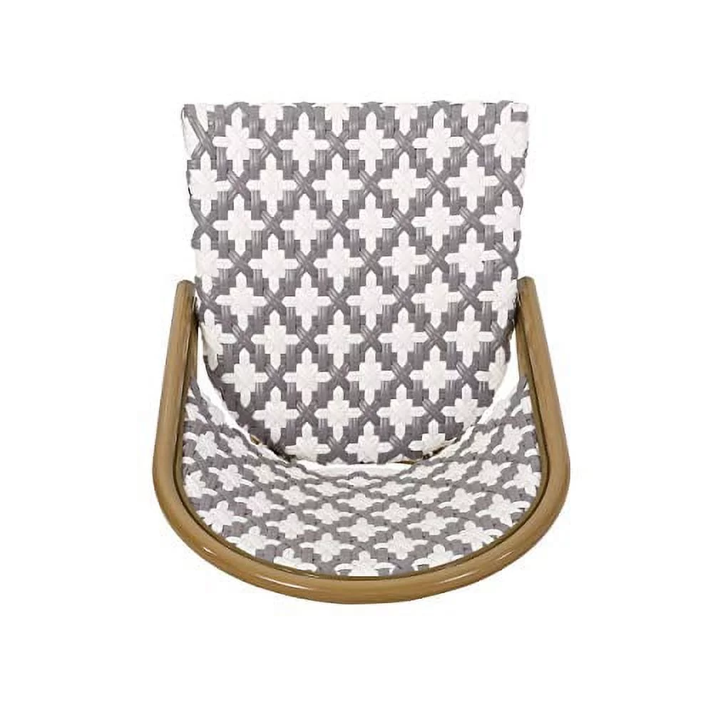 Christopher Knight Home 313259 Anastasia Outdoor French Bistro Chair (Set of 2), Gray + White + Bamboo Print Finish