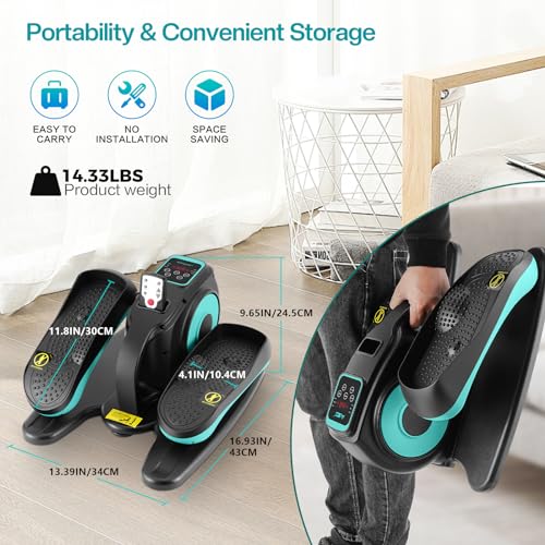 Under Desk Elliptical Machine, Ellipse Leg Exerciser for Seniors Adults, Adjustable Speeds Elliptical Trainer with Remote