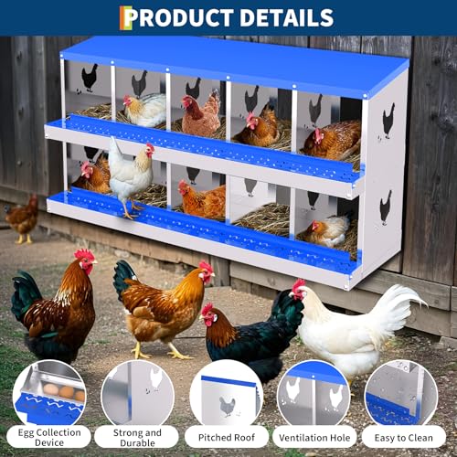 Garvee Chicken Nesting Box with Removable Tray, 8 Compartment Nesting Boxes for Chickens, Easy to Clean and Install
