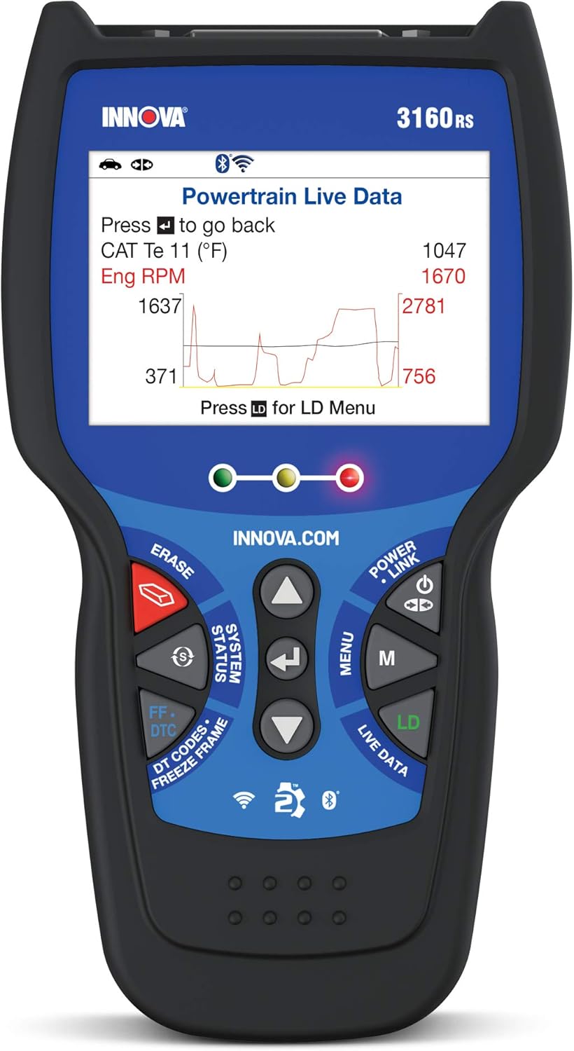 Innova 3160RS Pro OBD2 Scanner/Car Code Reader with Live Data, ABS, SRS, Service Light Reset, EPB, and Network Scan