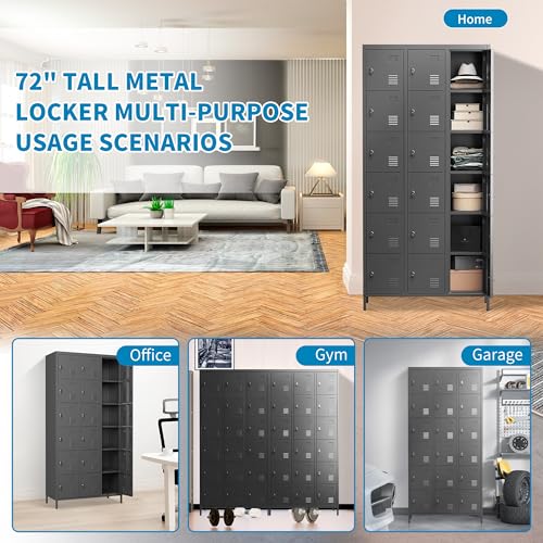 6 Doors Metal Lockers for Employees 72" H Storage Cabinet Lockable Locker with Shelves Steel Storage Locker for Gym School Office Home Requires