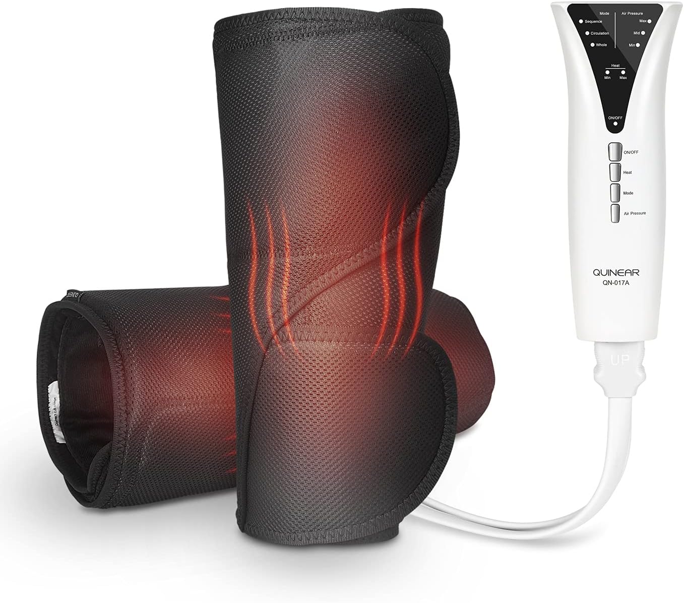 QUINEAR Leg Massager with Heat and Air Compression, Calf Massager with 3 Modes 3 Intensities 2 Heating for Circulation and Pain Relief