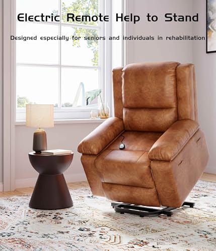 GarveeHome Power Lift Recliner Chair - Heat and Massage, Faux PU Electric Lift Recliner for Elderly & Mobility Impaired, Adjustable Back and Legs