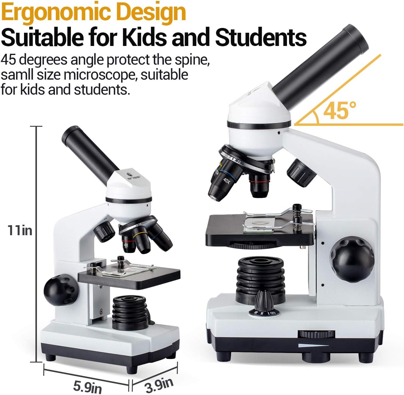BNISE Microscope for Adults and Kids, 100X-1000X Magnification Lab Compound Monocular Microscopes with Illumination Dual LED