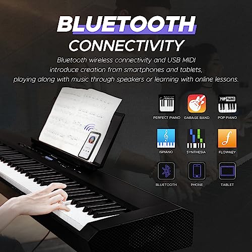 Starfavor 88 Key Full-Weighted Digital Piano, Electric Piano Keyboard for Beginner, Dual 30W Speakers, Graded Hammer Action 88 Keys, Triple Pedal
