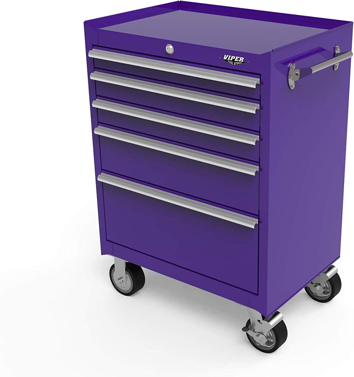 Viper Tool Storage LB2605R 26-Inch 5-Drawer 18G Steel Rolling Cabinet, Lime Green
