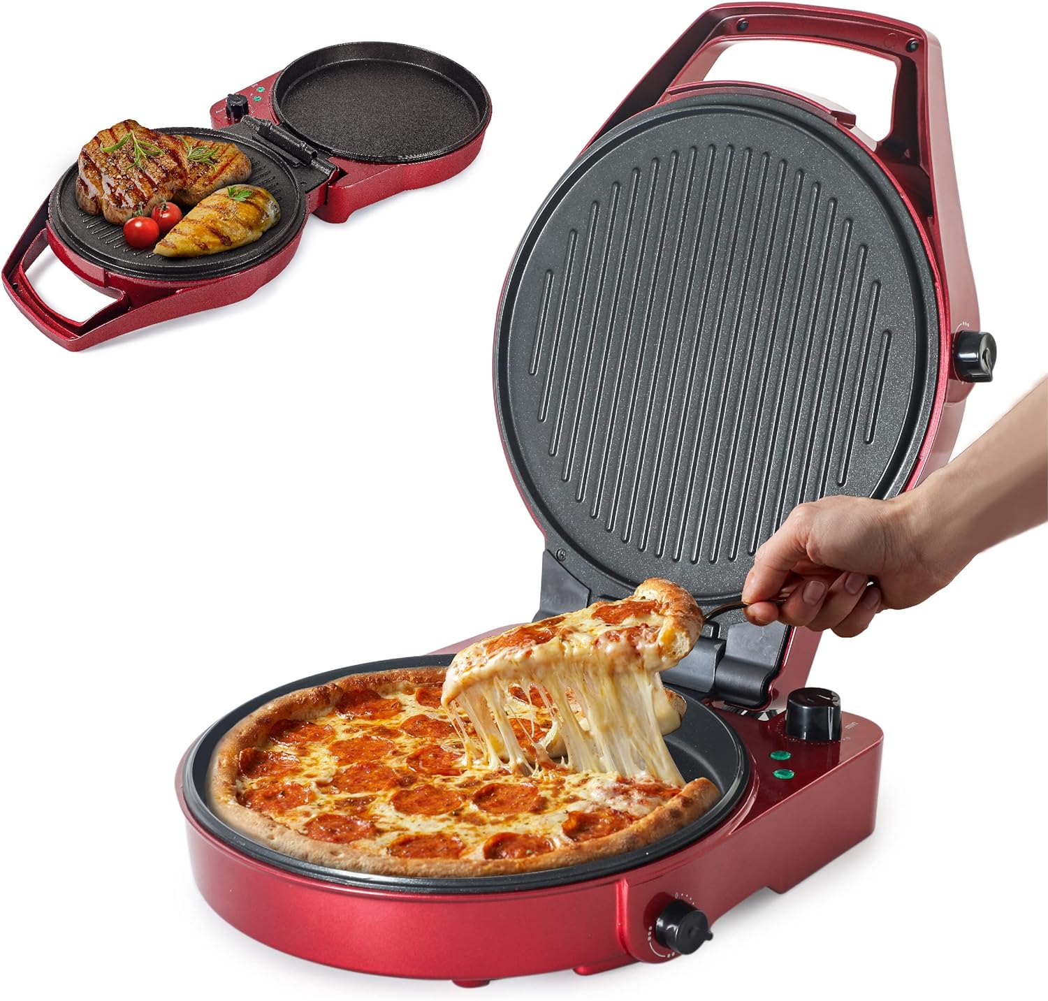 Countertop Pizza Maker, Indoor Electric Countertop Grill, Quesadilla Maker With Timer