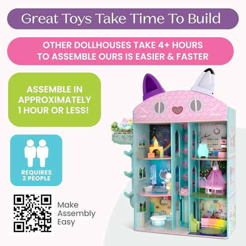 Gabby’s Dollhouse Purrfect Playhouse by Delta Children – Features Sounds & Light Up Ears - Includes 20 Accessories - Fits 8-inch Dolls