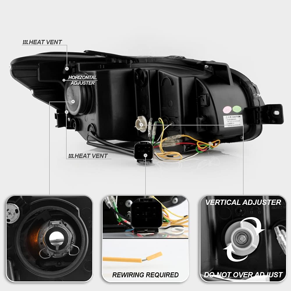 ACANII - For [Halogen Model] 2015-2020 Subaru WRX Black LED Switchback Sequential Tube Projector Headlights Headlamps