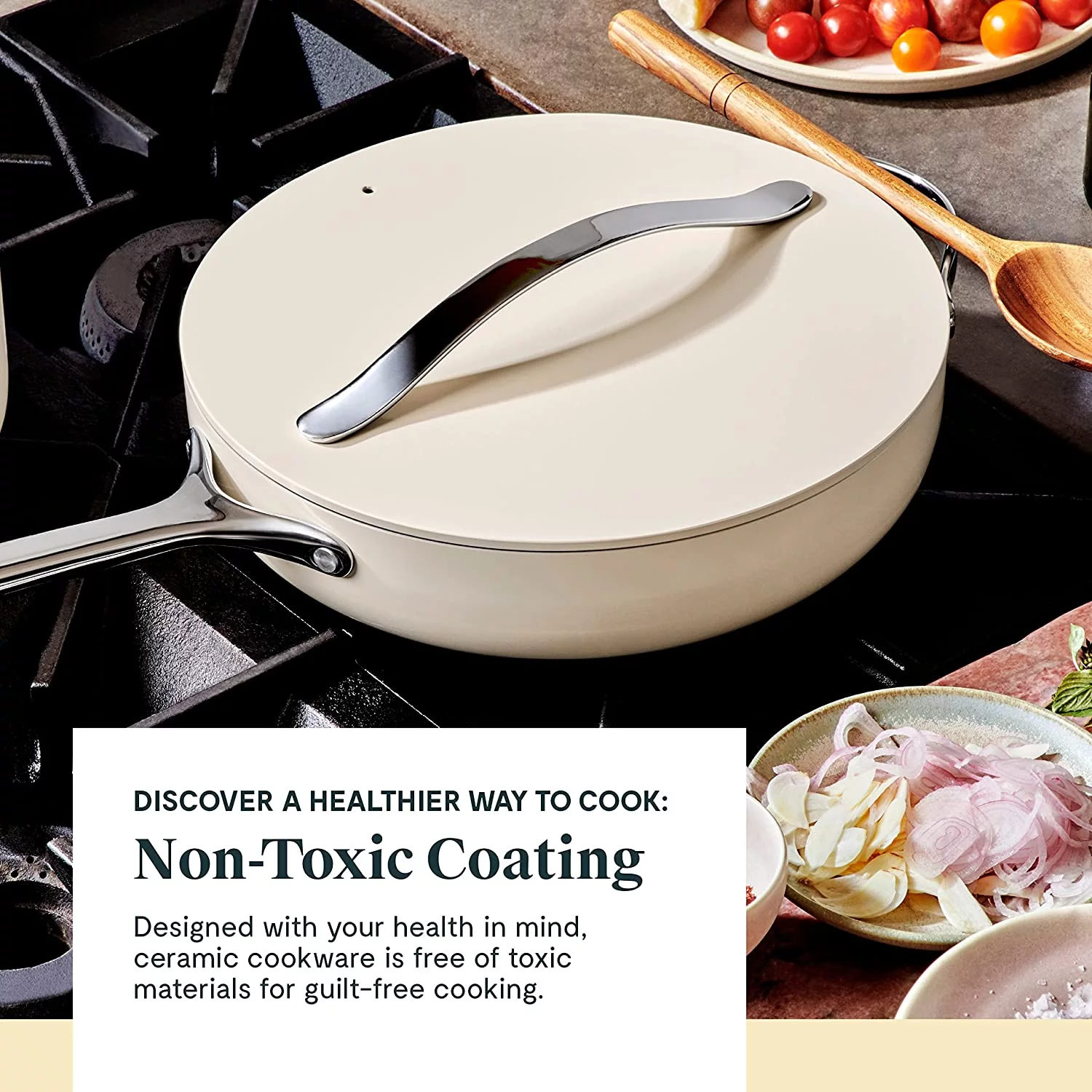 Caraway Nonstick Ceramic Cookware Set (12 Piece) Pots  Pans  Lids and Kitchen Storage - Non Toxic  PTFE &amp; PFOA Free - Oven Safe &amp