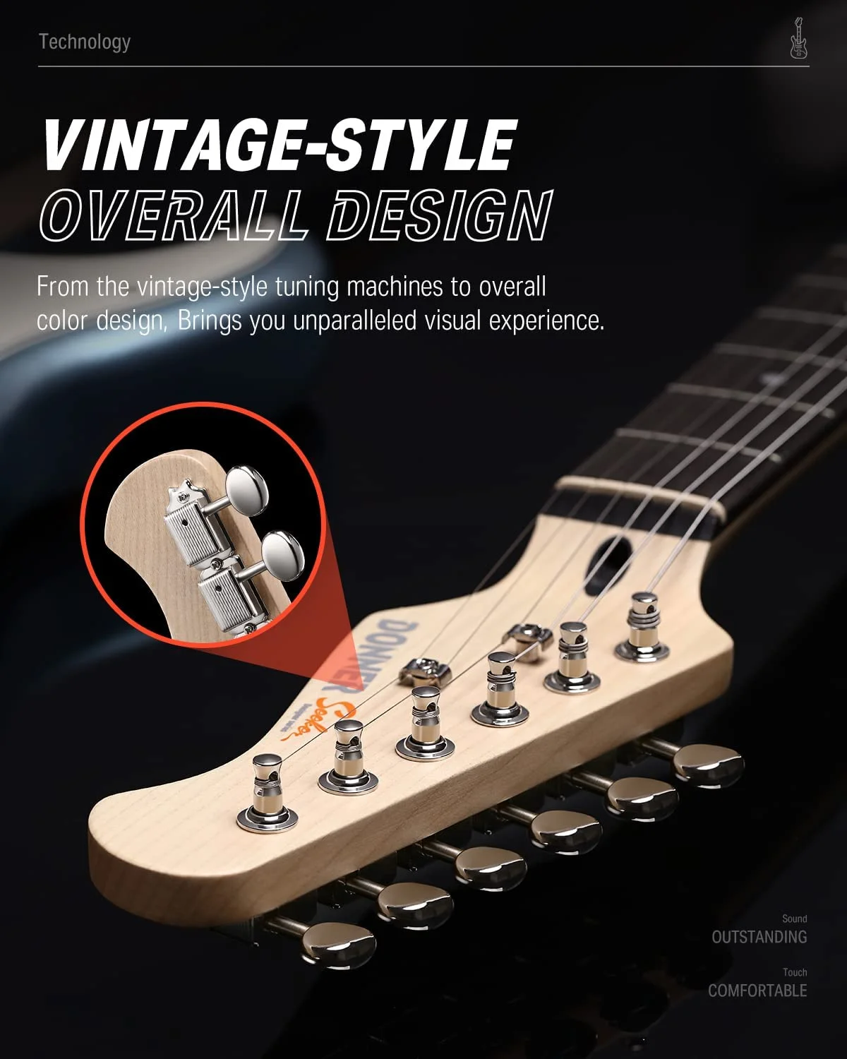 Donner Electric Guitar, 39" Beginner Guitar HSS Pickup Coil Split Polar with Kits White DST-152