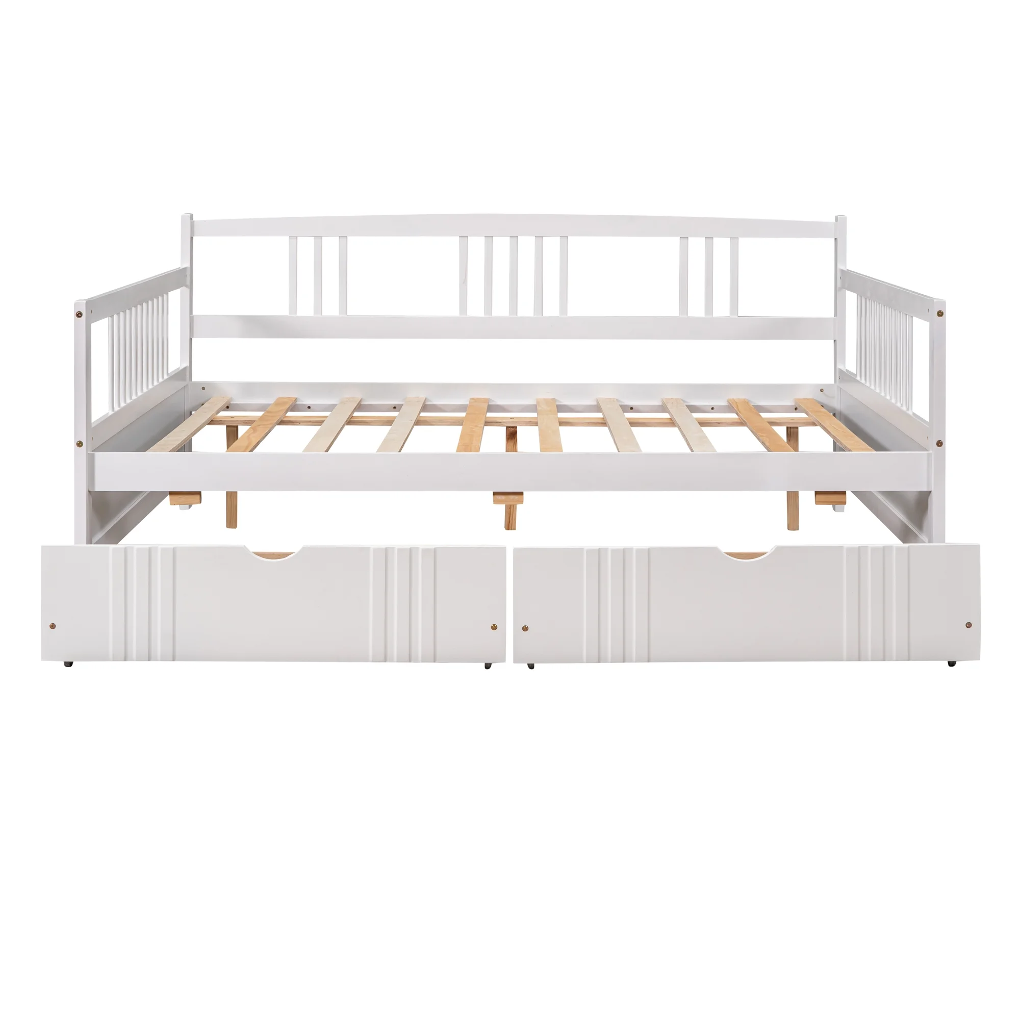 Gewnee Full Size Daybed with Two Storage Drawers,Wooden Sofa Bed for Kid's Bedroom,White