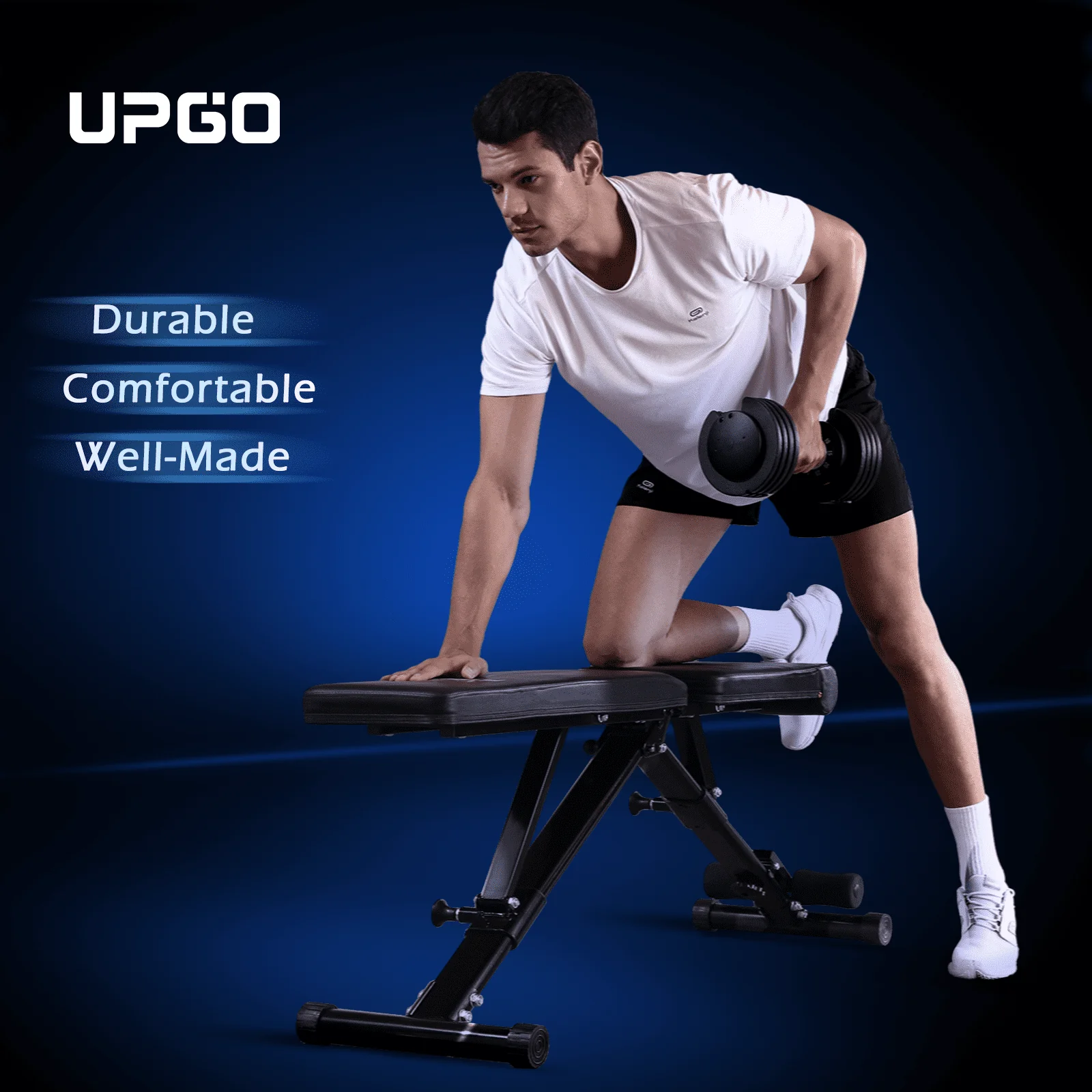 UPGO Adjustable Weight Bench with 660lbs Weight Capacity Foldable Workout Bench for Adult Up to 5.9' Gym Bench for Home