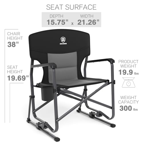 EVER ADVANCED Rocking Chair Outdoor, Quick Set Rocker Camping Chair for Adult, Foldable Rocker Chair Lightweight