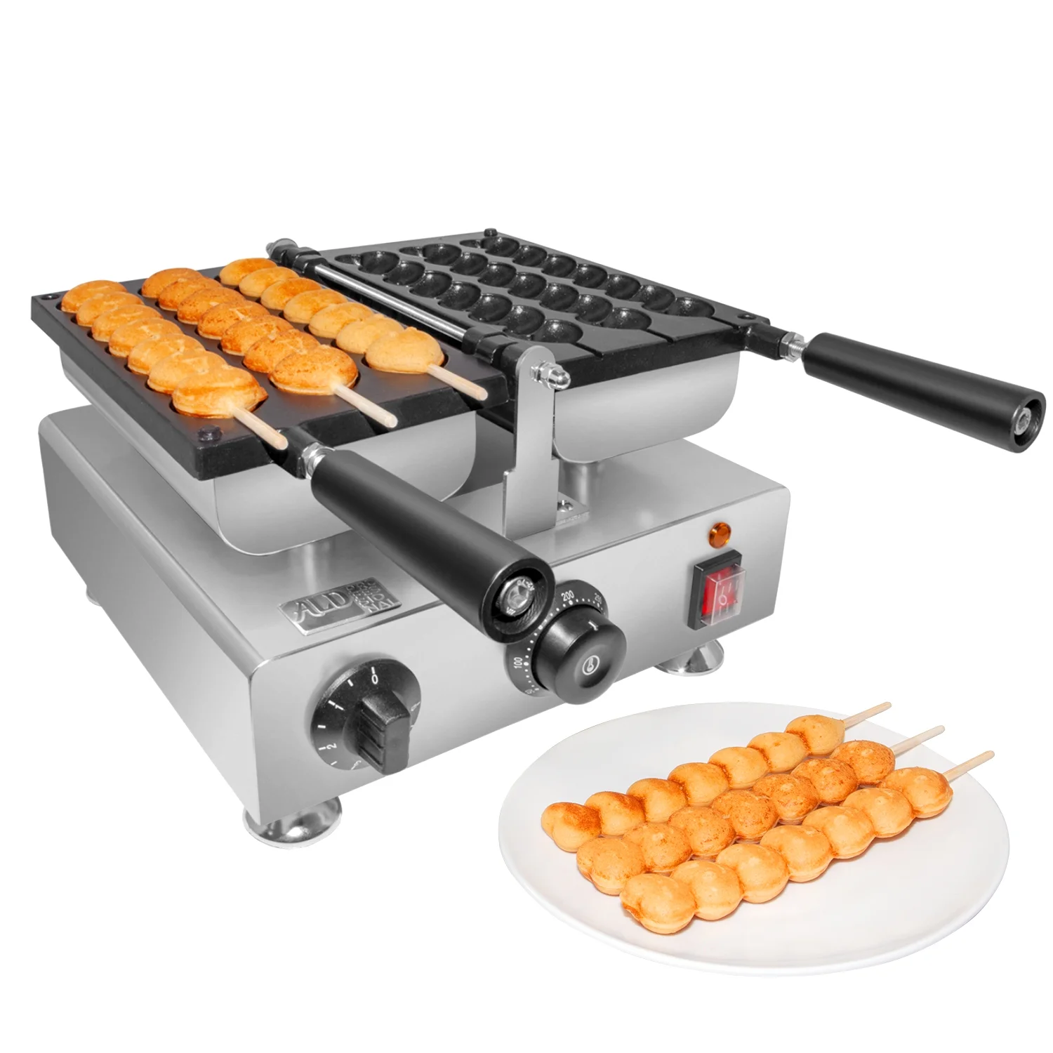 ALDKitchen Waffle Maker | 3 Heart-Shaped Waffles on a Stick | Babycakes Waffle Iron | 110V