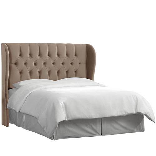 Tufted Wingback Headboard, Multiple size, Size: California King, Brown