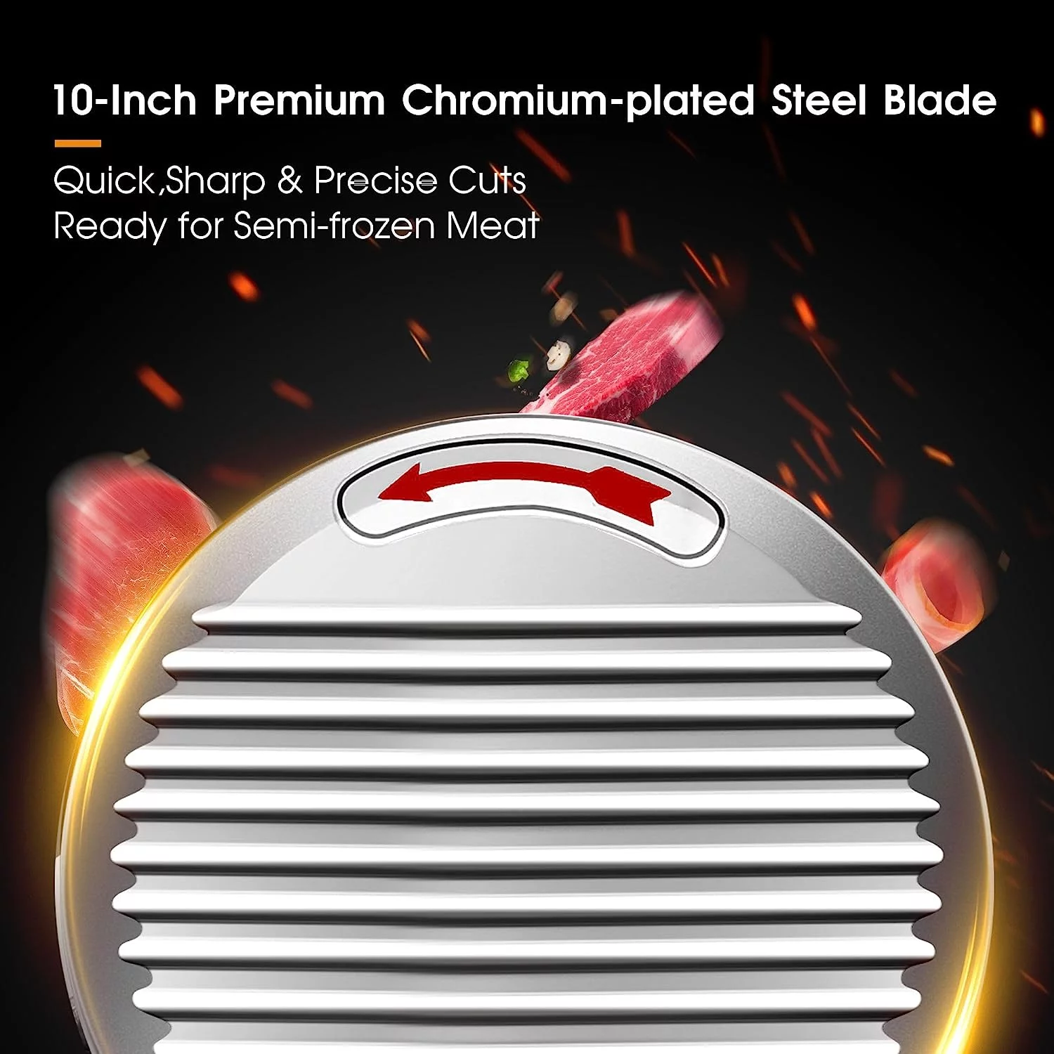 Meat Slicer Machine 10 inch Commercial Meat Slicer 240W Frozen Meat Cheese Deli Slicer Premium Chromium-Plated Steel Blade Semi-Auto Foody Slicer