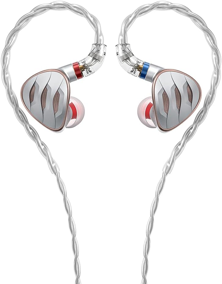 FiiO FH5s Earphones Wired 2BA+2DD High Resolution Hybrid in-Ear Earbuds High-Performance Cable, Swappable Plug 2.5mm/3.5mm/4.4mm(silver)