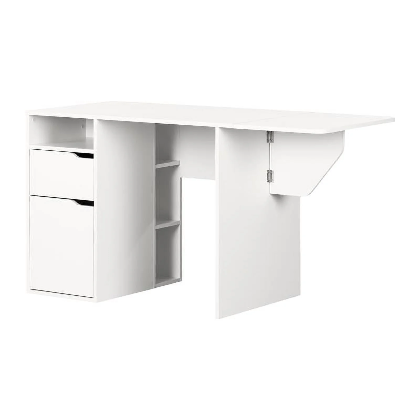 UrbanPro Mid-Century Expandable Wood Craft Table in Pure White - Radiant Selections